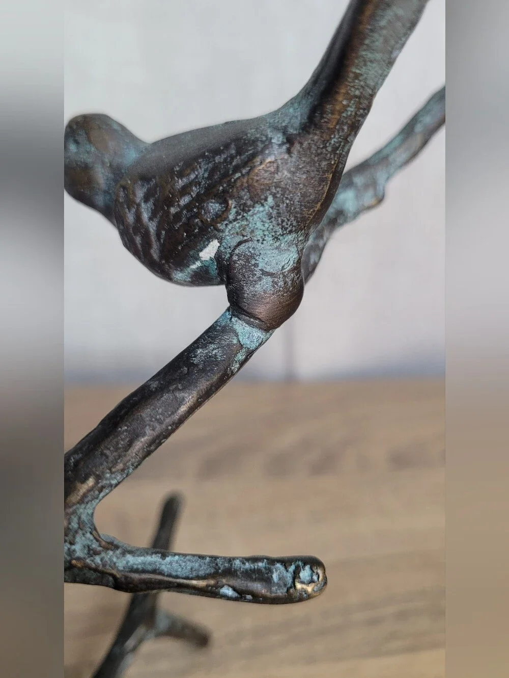 Decorative Bird Branch Candle Holder - Bronze/Patina
